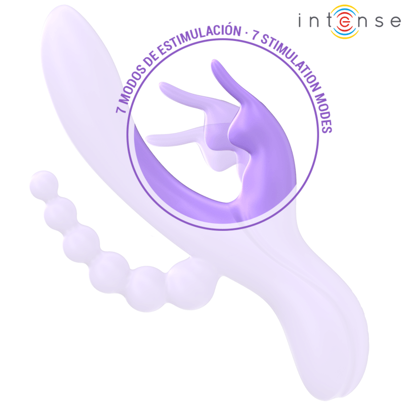 INTENSE - MIKO TRIPLO VIBRADOR COELHO & ESTIMULADOR & ANAL 7 VIBRAÇÕES ROXO - Sexshoptuga 