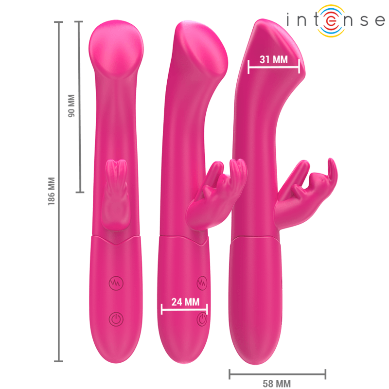 INTENSE - JULIETA RABBIT VIBRADOR 18,6 CM 10 VIBRAÇÕES ROSA - Sexshoptuga 