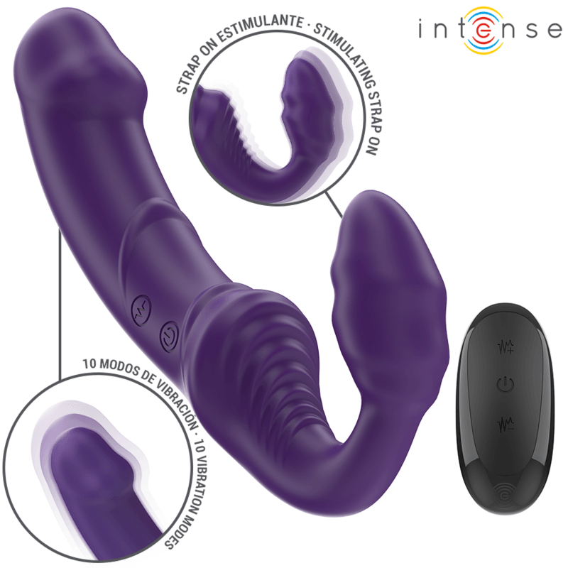 INTENSE - JILL VIBRADOR DUPLO 20 CM ROXO CONTROLE REMOTO - Sexshoptuga 