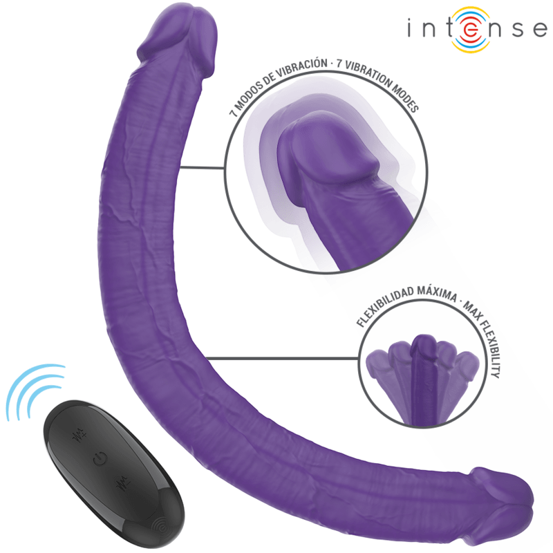 INTENSE - GUNTER DILDO VIBRADOR DUPLO 40 CM ROXO CONTROLE REMOTO - Sexshoptuga 