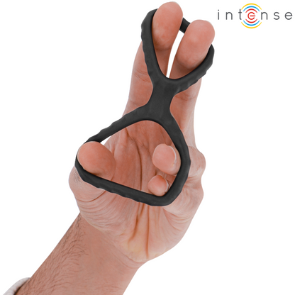 INTENSE - DEWEY ANEL DE PÊNIS DUPLO DE SILICONE PRETO MODELO 2