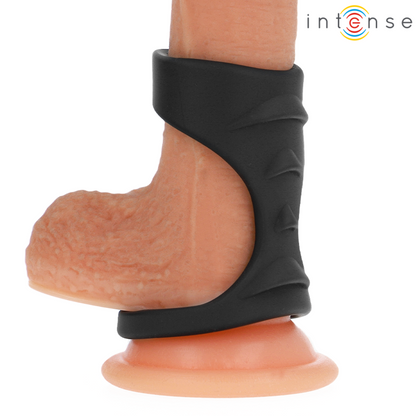 INTENSE - THEO ANEL DE SILICONE DUPLO PARA PÊNIS MODELO 3 PRETO