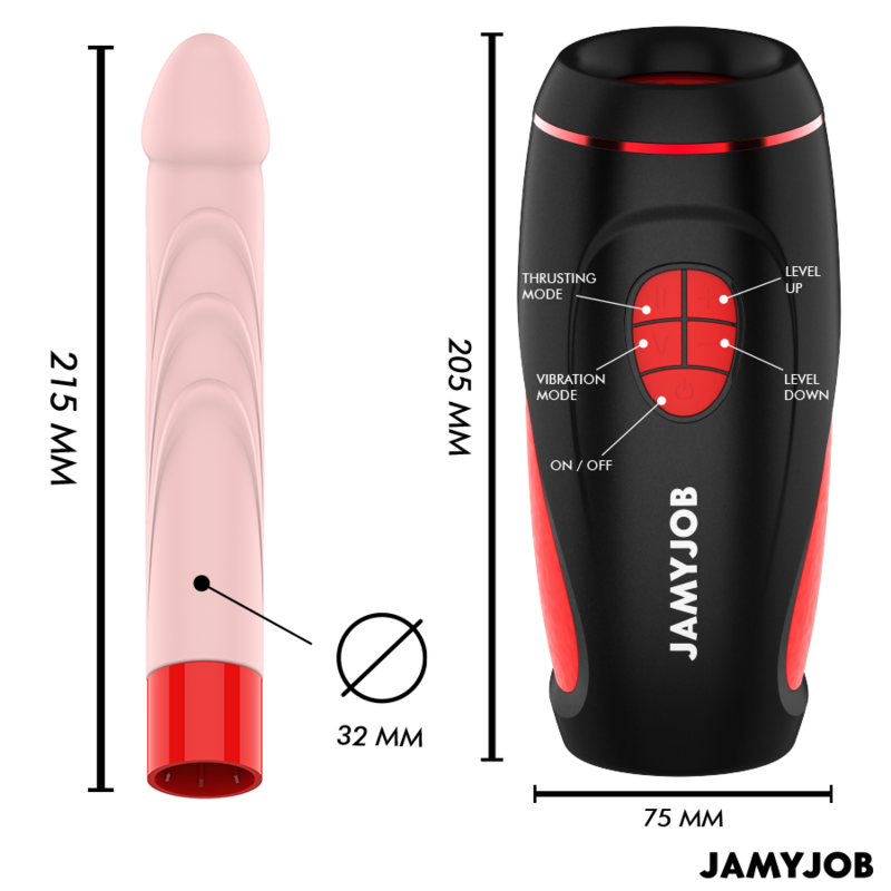 JAMYJOB - MASTURBADOR AUTOMÁTICO BASE PYSTON COM DILDO DE CONTROLE REMOTO