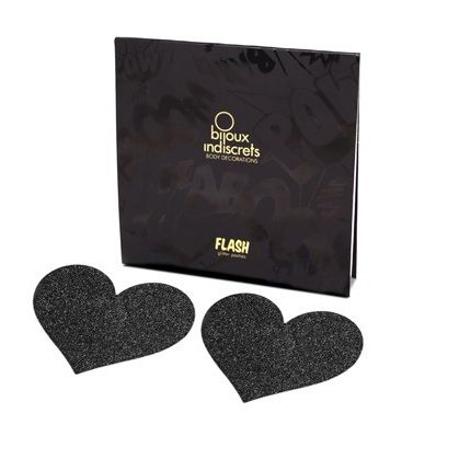 BIJOUX - INDISCRETS FLASH BLACK HEART NIPPLE CUTS - Sexshoptuga 