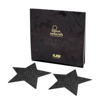 BIJOUX - INDISCRETS BLACK STAR FLASH NIPPLE CAPS - Sexshoptuga  Sexshoptuga 