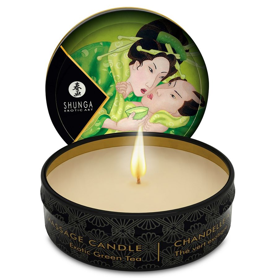 SHUNGA - MINI CARESS BY CANDELIGHT MASSAGE VELA T VERDE 30 ML - Sexshoptuga 