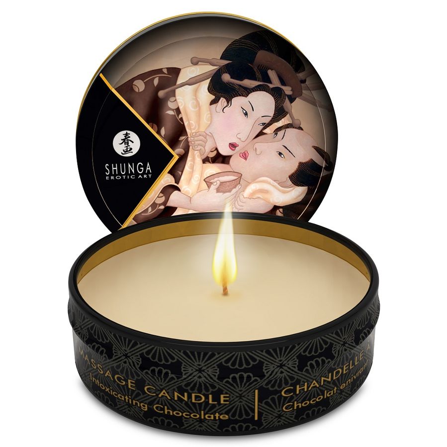 SHUNGA - MINI CARESS BY CANDELIGHT VELA DE MASSAGEM DE CHOCOLATE 30 ML - Sexshoptuga 