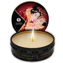 SHUNGA - MINI CARESS POR CANDELIGHT MORANGOS E VELA DE MASSAGEM CAVA 30 ML - Sexshoptuga 