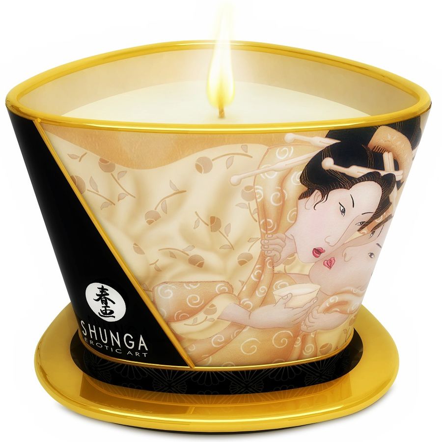 SHUNGA - MINI CARESS BY CANDELIGHT VANILLA MASSAGE VELA 170 ML - Sexshoptuga  Sexshoptuga 