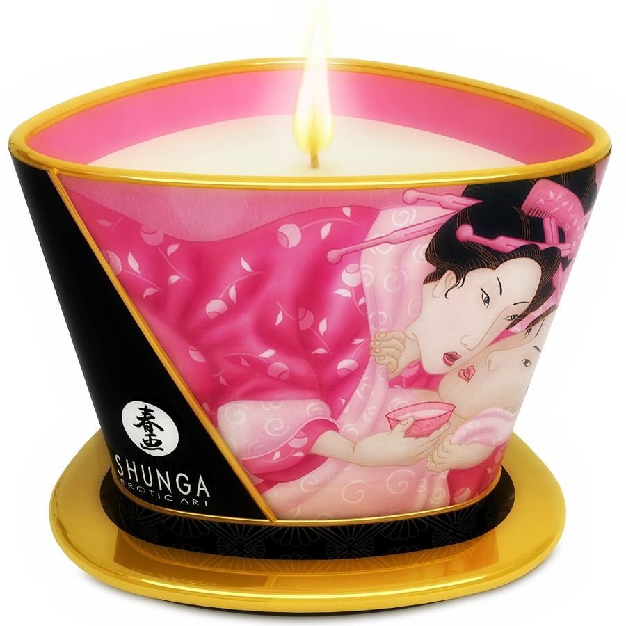 SHUNGA - MINI CARESS BY CANDELIGHT VELA DE MASSAGEM AFRODISÍACA ROSAS 170 ML - Sexshoptuga  Sexshoptuga 