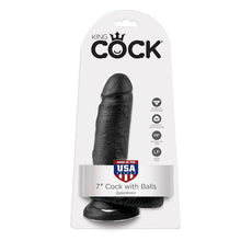 KING COCK - 7 DILDO PRETO COM BOLAS 17.8 CM - Sexshoptuga  Sexshoptuga 