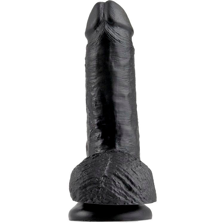 KING COCK - 7 DILDO PRETO COM BOLAS 17.8 CM - Sexshoptuga 