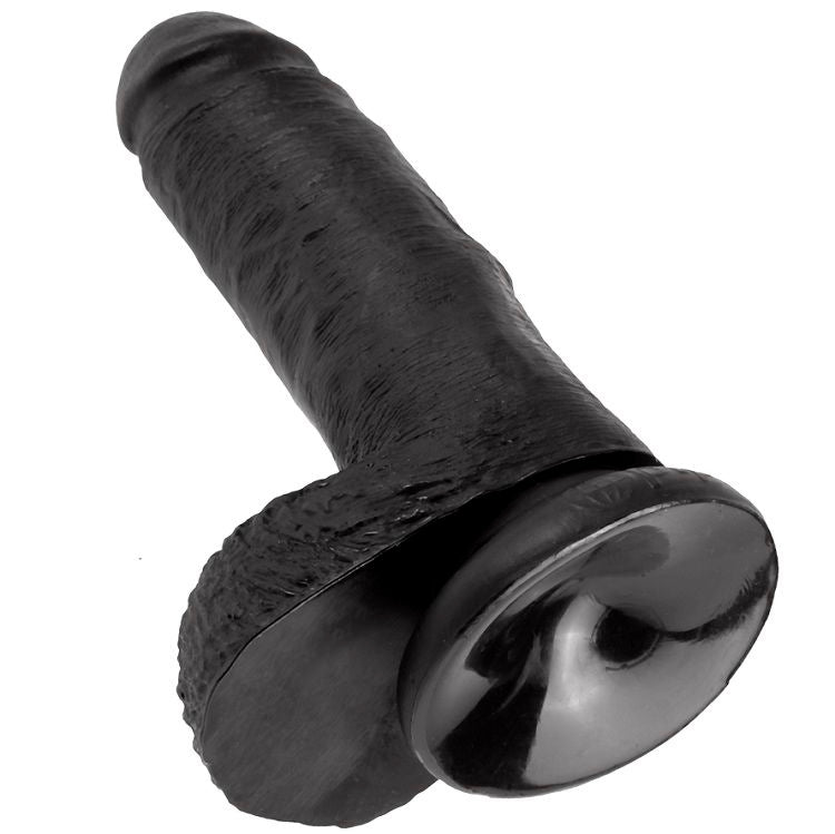 KING COCK - 7 DILDO PRETO COM BOLAS 17.8 CM - Sexshoptuga 