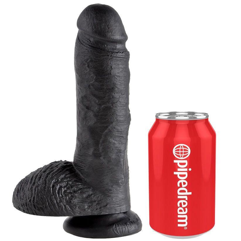 KING COCK - 8 DILDO PRETO COM BOLAS 20.3 CM - Sexshoptuga 