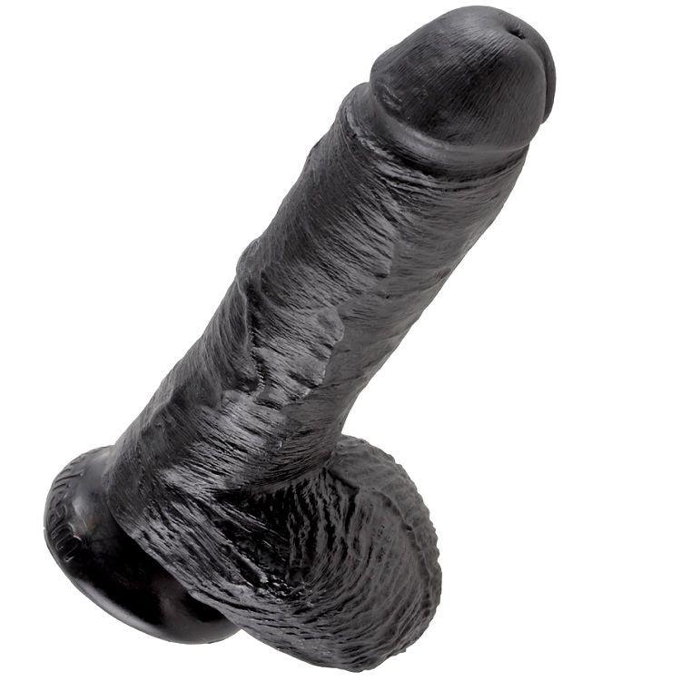 KING COCK - 8 DILDO PRETO COM BOLAS 20.3 CM - Sexshoptuga 