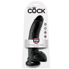 KING COCK - 9 DILDO PRETO COM BOLAS 22.9 CM - Sexshoptuga  Sexshoptuga 