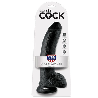 KING COCK - 9 DILDO PRETO COM BOLAS 22.9 CM - Sexshoptuga 