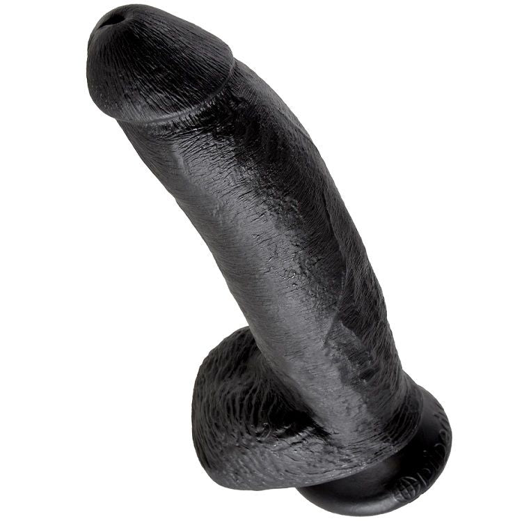 KING COCK - 9 DILDO PRETO COM BOLAS 22.9 CM - Sexshoptuga 