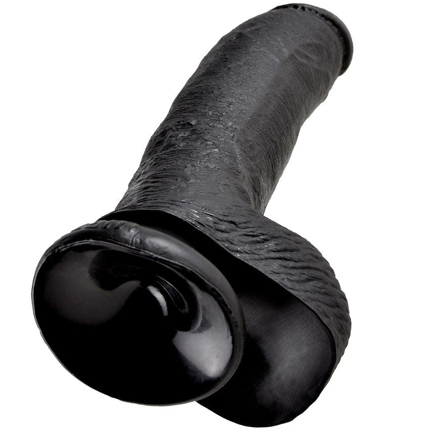 KING COCK - 9 DILDO PRETO COM BOLAS 22.9 CM - Sexshoptuga 