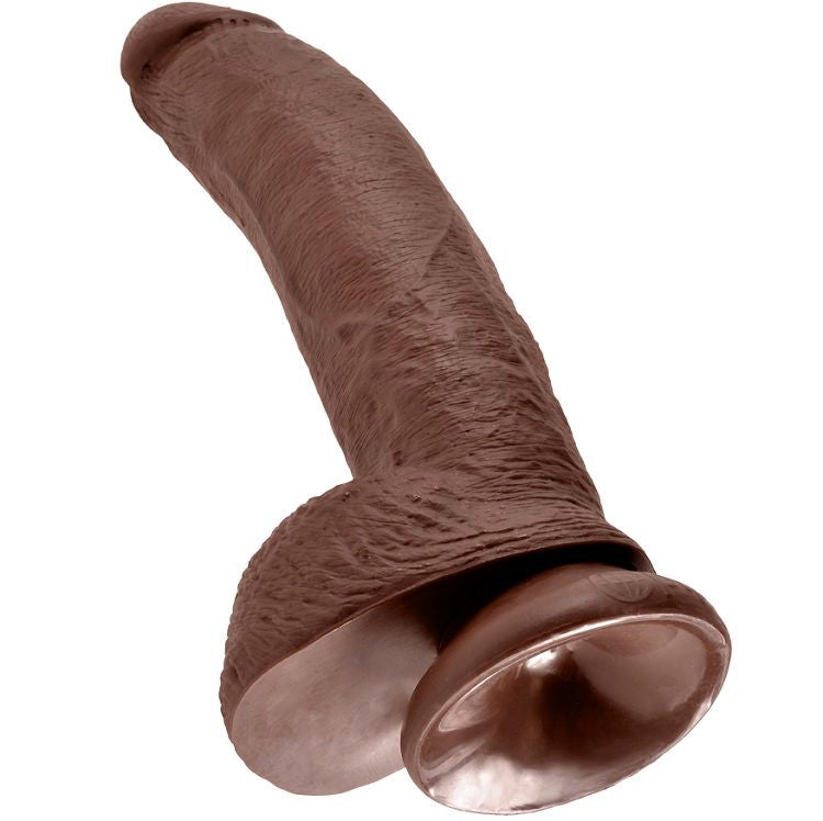 KING COCK - 9 DILDO CASTANHO COM BOLAS 22.9 CM - Sexshoptuga 