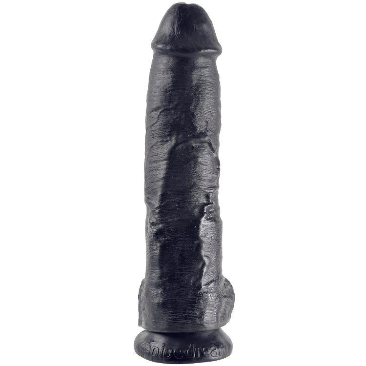 KING COCK - 10 DILDO PRETO COM BOLAS 25.4 CM - Sexshoptuga 