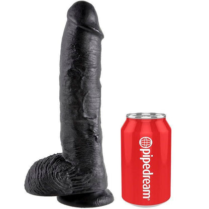 KING COCK - 10 DILDO PRETO COM BOLAS 25.4 CM - Sexshoptuga 