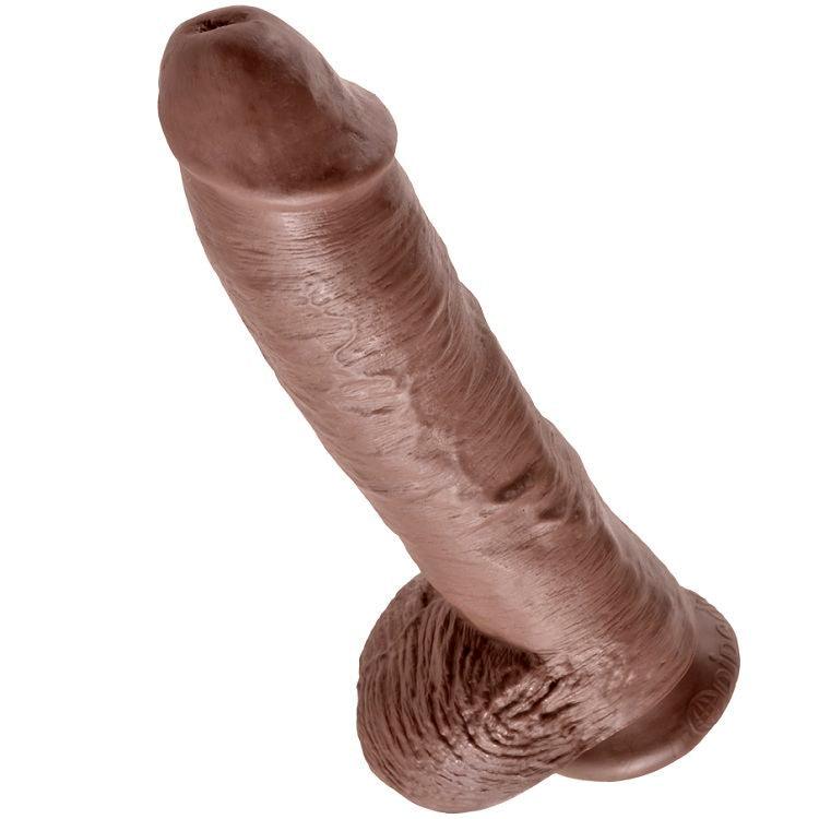 KING COCK - 10 DILDO CASTANHO COM BOLAS 25.4 CM - Sexshoptuga 