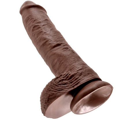 KING COCK - 10 DILDO CASTANHO COM BOLAS 25.4 CM - Sexshoptuga 