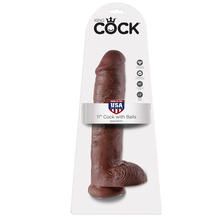 KING COCK - 11 DILDO CASTANHO COM BOLAS 28 CM - Sexshoptuga 