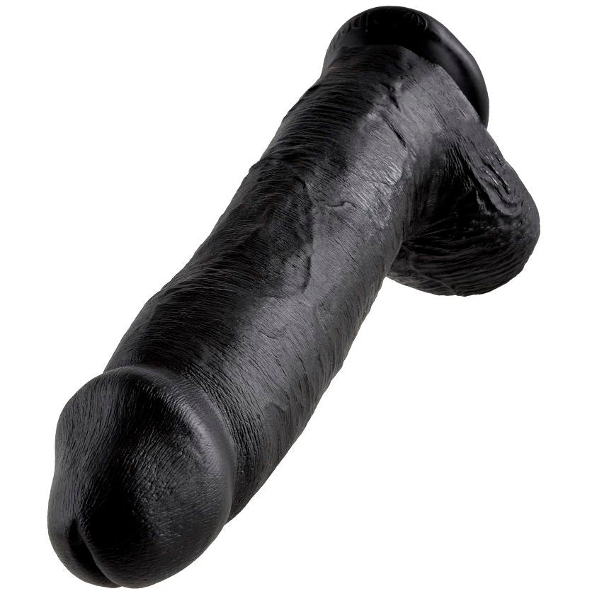 KING COCK - 12 DILDO PRETO COM BOLAS 30.48 CM - Sexshoptuga 