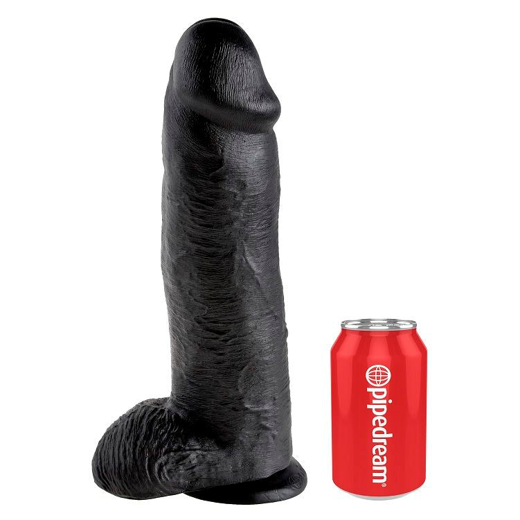 KING COCK - 12 DILDO PRETO COM BOLAS 30.48 CM - Sexshoptuga 