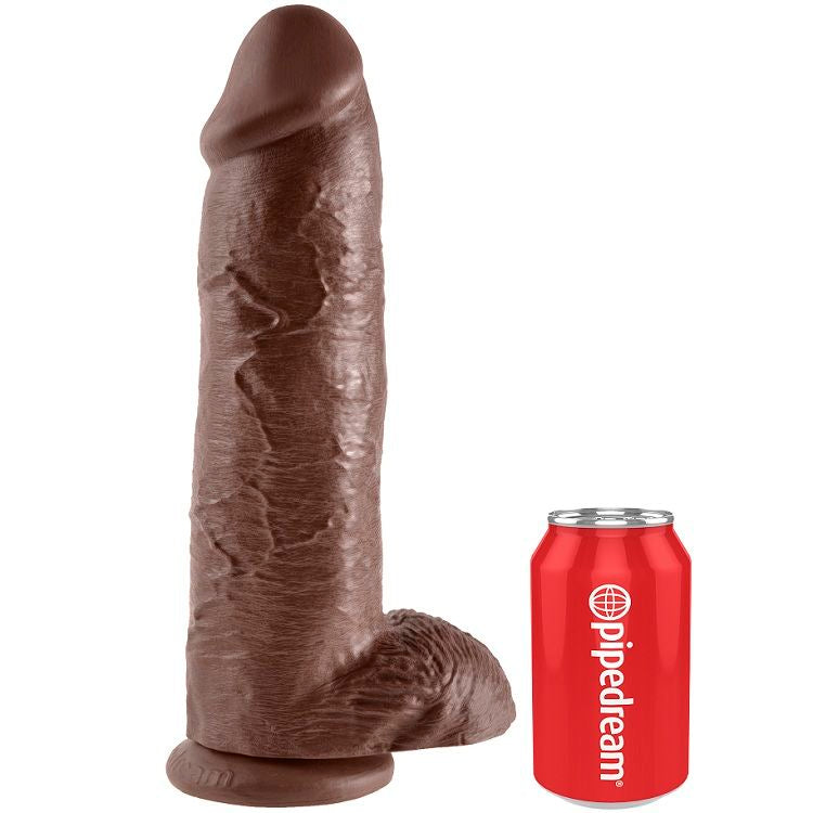 KING COCK - 12 DILDO CASTANHO COM BOLAS 30.48 CM - Sexshoptuga 