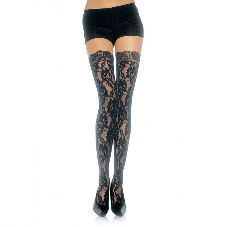 LEG AVENUE - MEIAS DE RENDA FLORAL - Sexshoptuga 