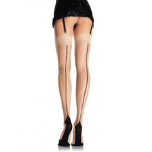 LEG AVENUE - MEIAS NUDE COM SALTO CUBANO E COSTURA NAS COSTAS - Sexshoptuga  Sexshoptuga 