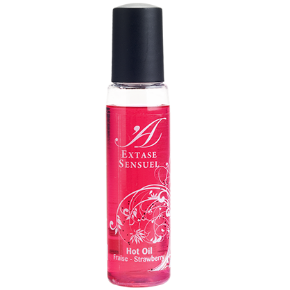 EXTASE SENSUAL - ÓLEO ESTIMULANTE DE MORANGO CALOR VIAGEM 35 ML - Sexshoptuga  Sexshoptuga 