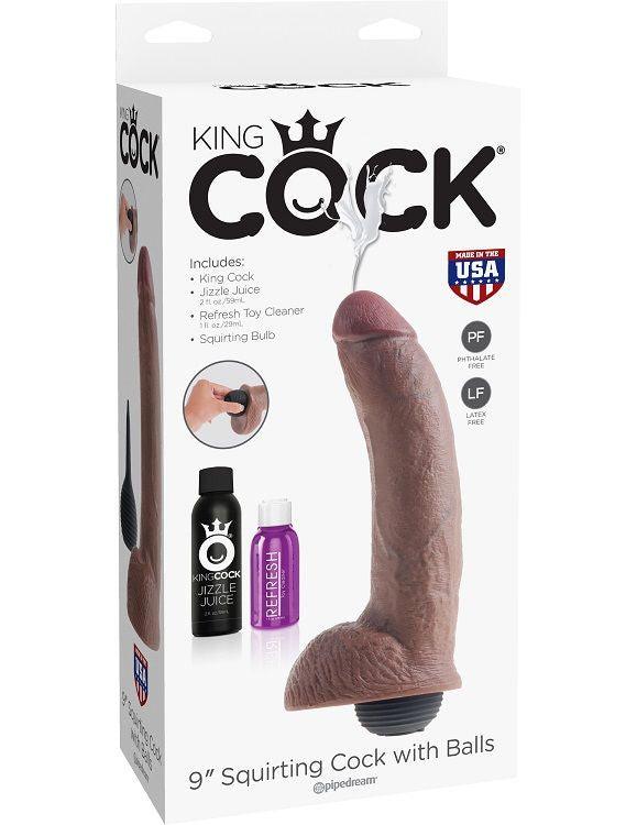 KING COCK - PÊNIS EJACULADOR MARROM REALISTA 22.86 CM - Sexshoptuga 