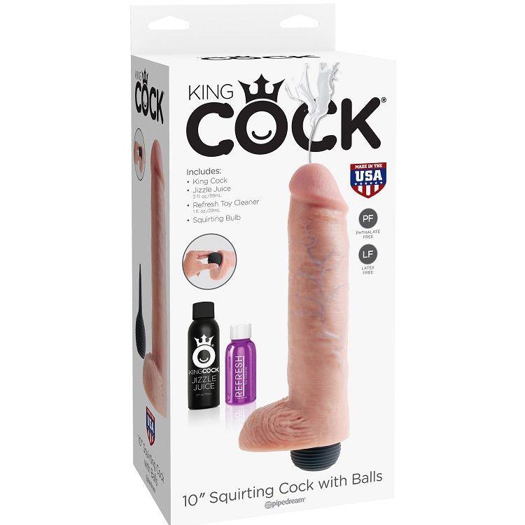 KING COCK - PÊNIS EJACULADOR NATURAL REALISTA 25.40 CM - Sexshoptuga 