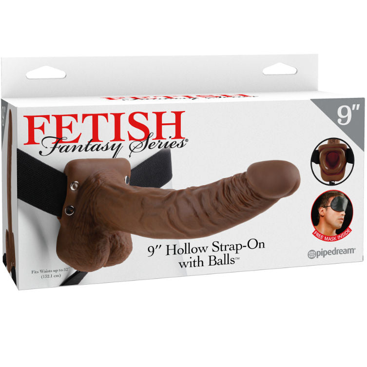 FETISH FANTASY SERIES - 9 STRAP-ON OCO COM BOLAS 22,9CM CASTANHO - Sexshoptuga  Sexshoptuga 