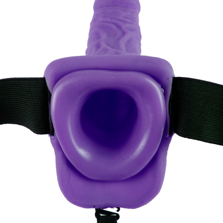 FETISH FANTASY SERIES - 7 HOLLOW STRAP-ON VIBRANDO COM BOLAS 17,8CM ROXO - Sexshoptuga  Sexshoptuga 