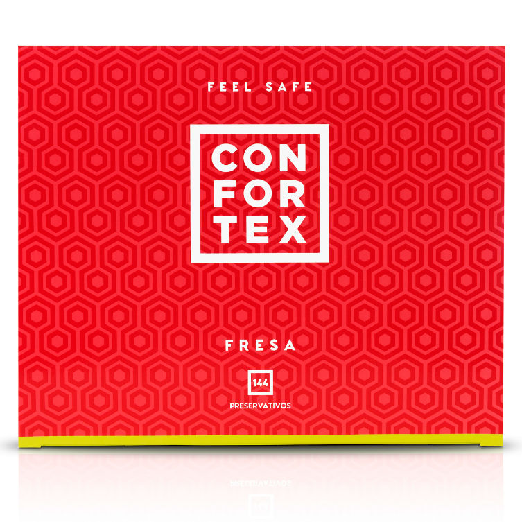 CONFORTEX - CONDOM DE MORANGO 144 UNIDADES - Sexshoptuga 