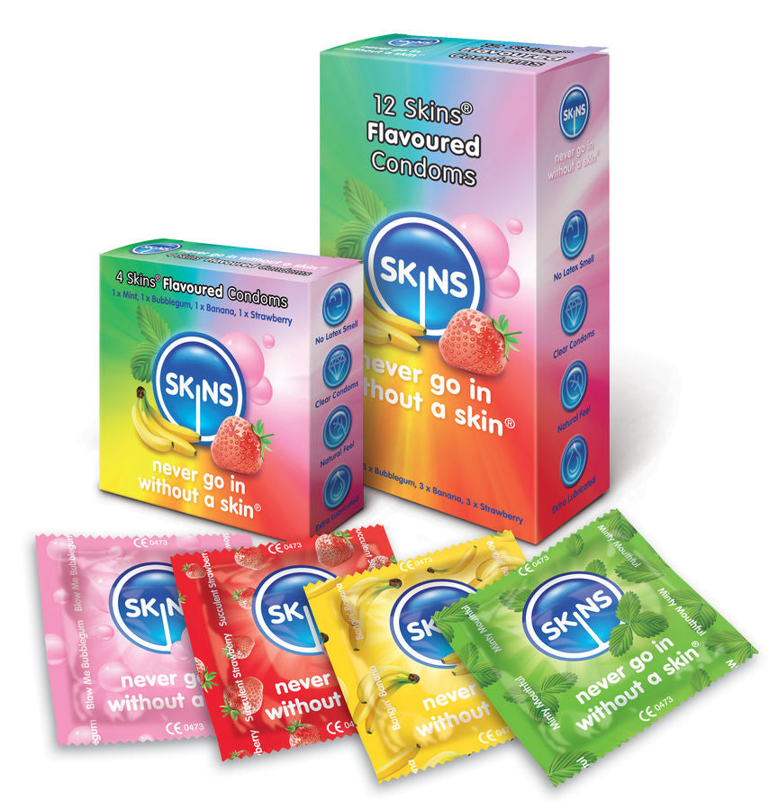 SKINS - CONDOMÍNIO SABORES PARA PELE 12 PACK - Sexshoptuga  Sexshoptuga 