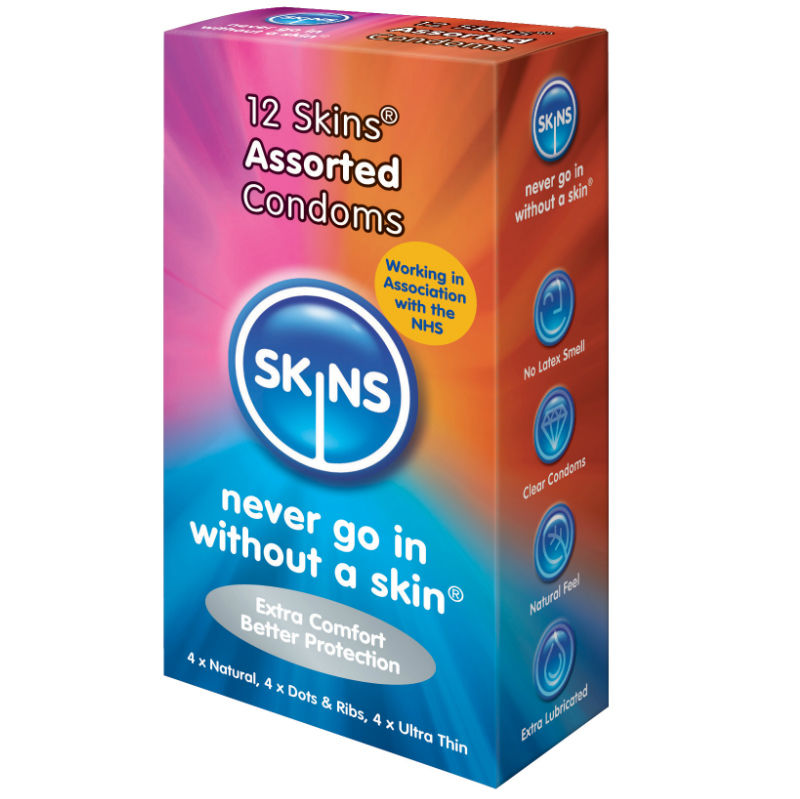 SKINS - CONDOMES DE PELE ASSORTED 12 PACK - Sexshoptuga 