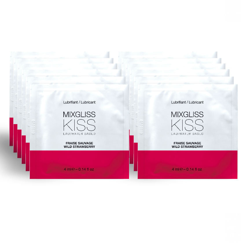 MIXGLISS - LUBRIFICANTE BASE DE GUA SABOR MORANGO 12 DOSE ÚNICA 4 ML - Sexshoptuga  Sexshoptuga 