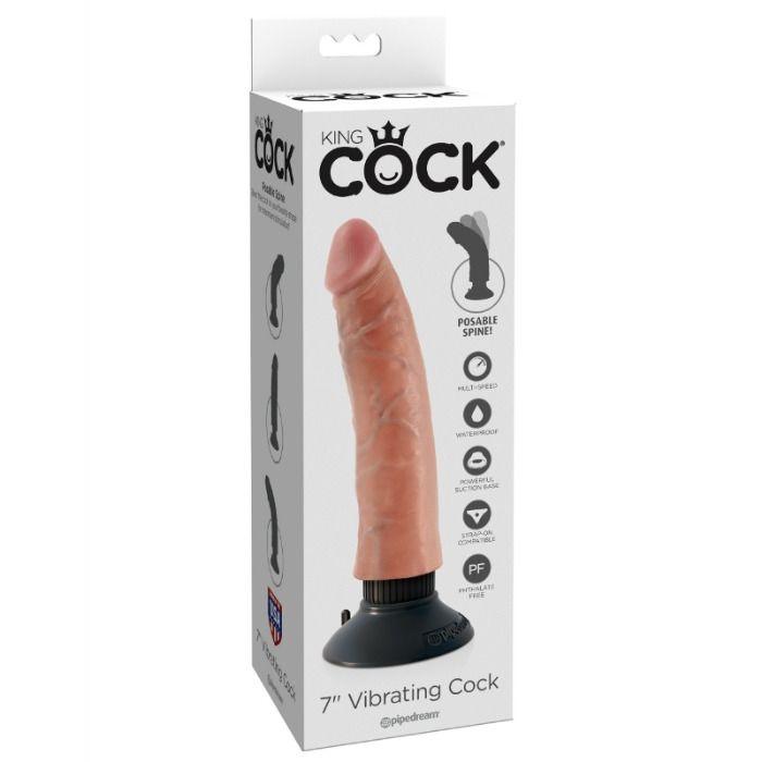 KING COCK - VIBRADOR DILDO 17.78 CM NATURAL - Sexshoptuga 