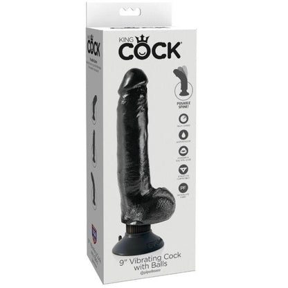 KING COCK - DILDO VIBRANTE COM TESTÍCULOS 23 CM PRETO - Sexshoptuga 