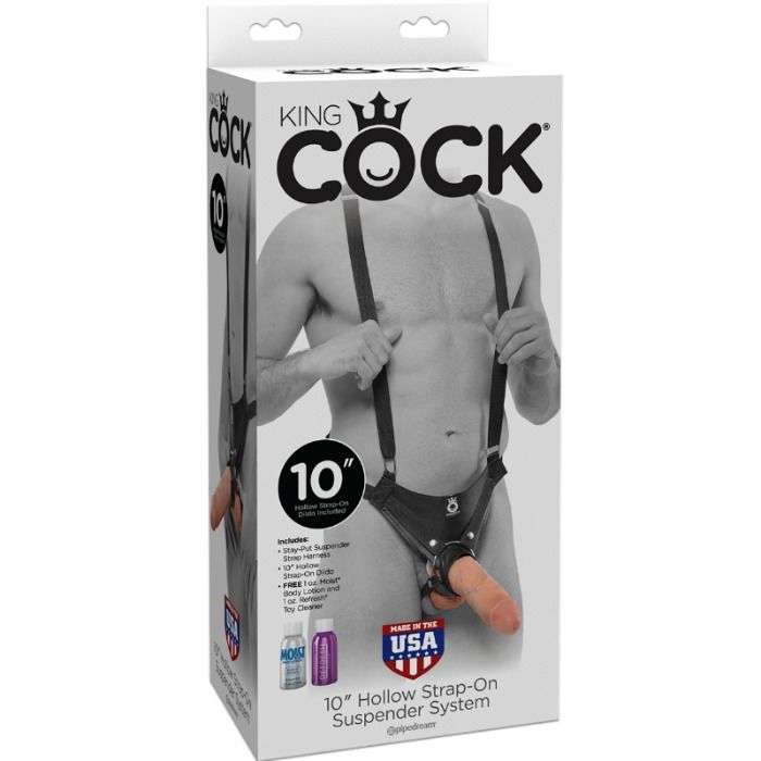 KING COCK - 25,5 CM HOLLOW STRAP-ON SUSPENDER SYSTEM CARNE - Sexshoptuga  Sexshoptuga 