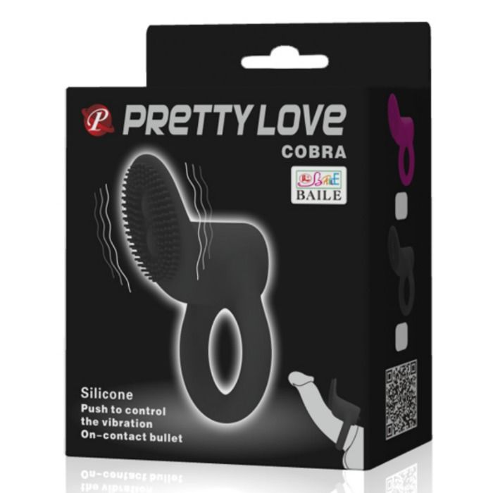 PRETTY LOVE - COBRA ANEL VIBRADOR PRETO - Sexshoptuga  Sexshoptuga 