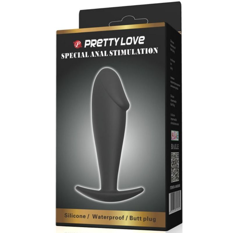 PRETTY LOVE - PLUG ANAL FORMA DE PÊNIS DE SILICONE PRETO - Sexshoptuga  Sexshoptuga 