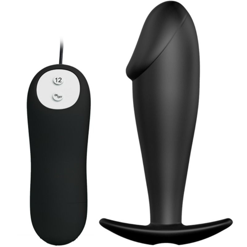 PRETTY LOVE - SILICONE ANAL PLUG FORMA DE PÊNIS E 12 MODOS DE VIBRAO PRETO - Sexshoptuga 