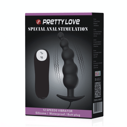 PRETTY LOVE - PLUG ANAL ESTIMULAO EXTRA DE SILICONE E 12 MODOS DE VIBRAO PRETO - Sexshoptuga 